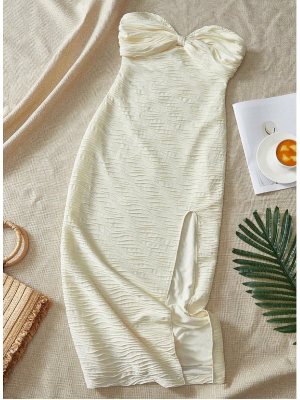 Women's White Strapless Midi Dress Size XS